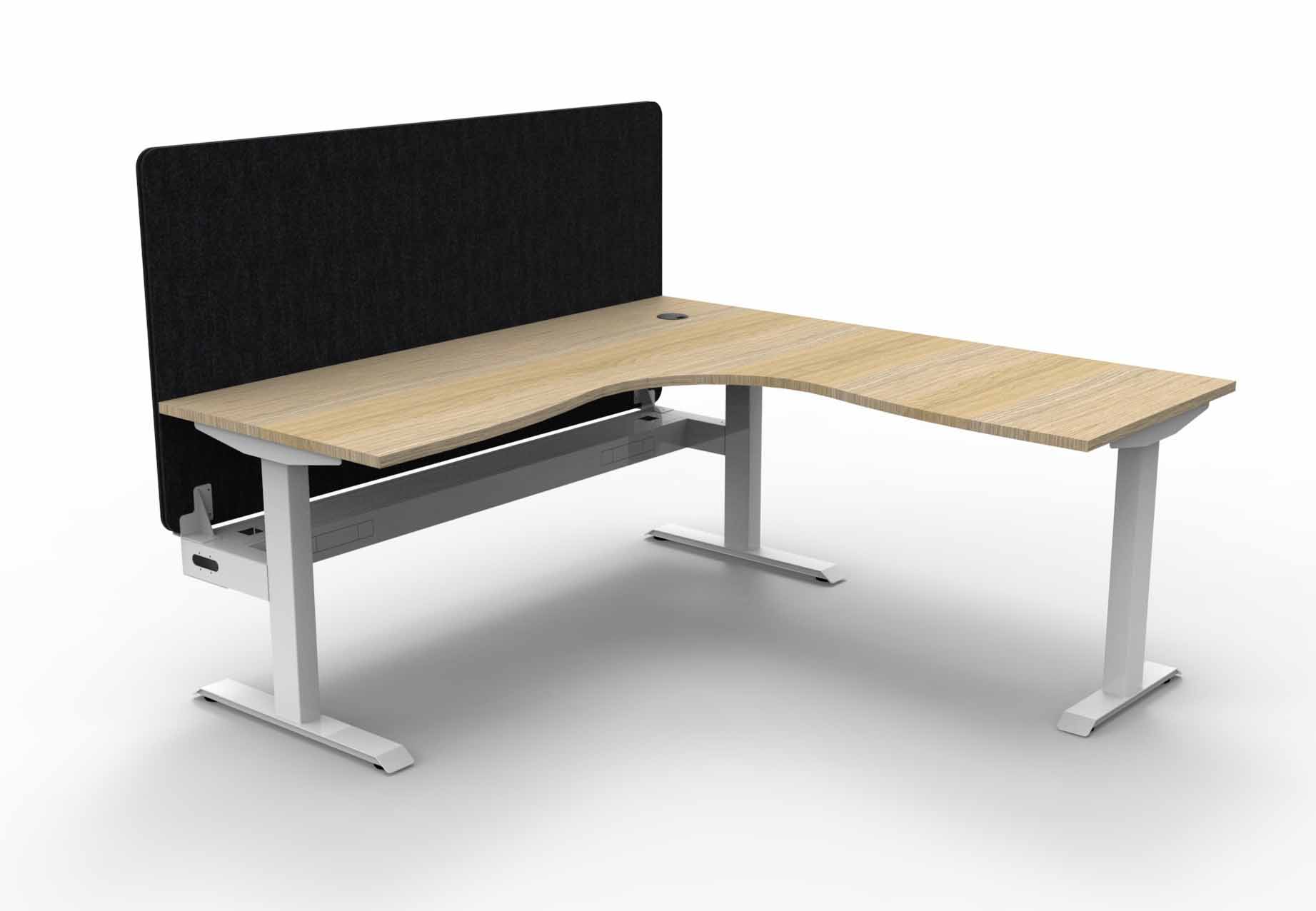Boost Static Corner Workstation with Cable Tray and Eco Screen